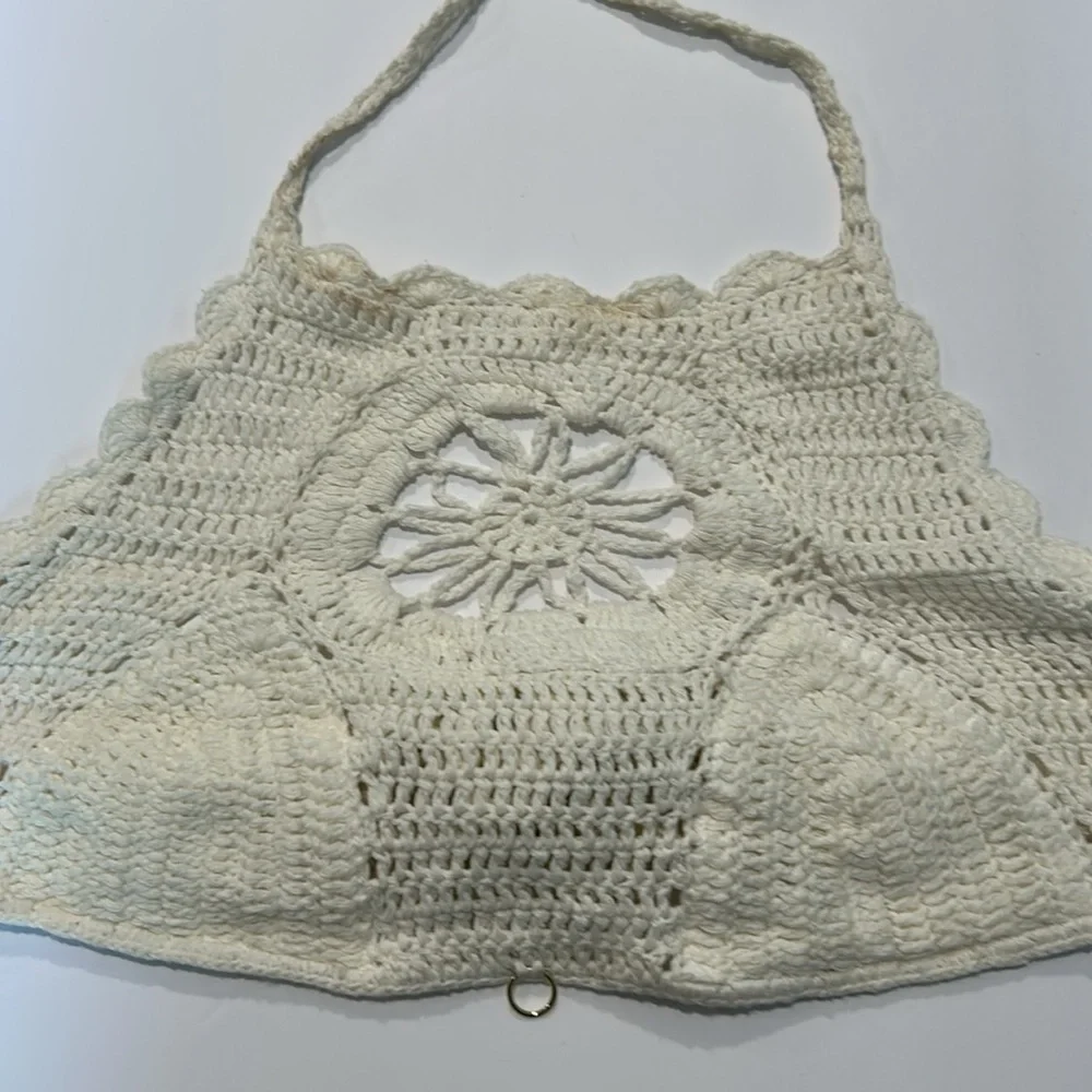 Some Days Lovin- cream crochet bikini swim top size large
